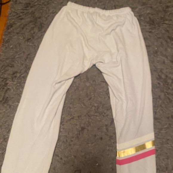 Spiritual Gangster sweats, white with pink and gold stripes, small, - Picture 4 of 5